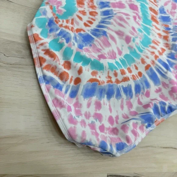 Crewcuts Girls Long Sleeve Tie Dye One Piece Sz 10 UPF 50 + pink blue white - Picture 2 of 5